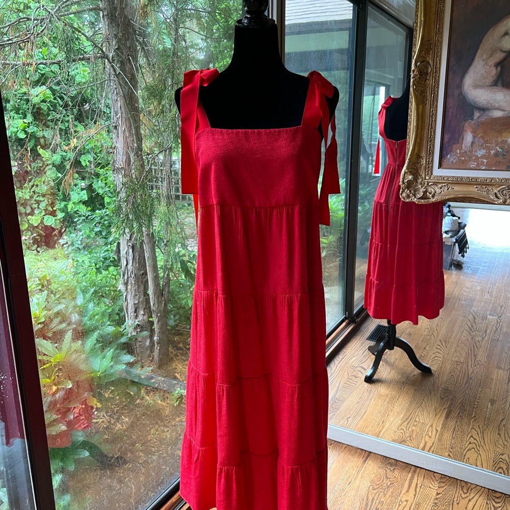 Alice + Olivia Gorgeous Red Tie Shoulder Dress